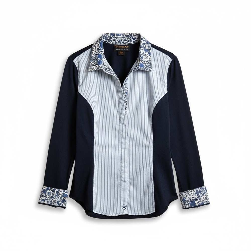 ARIAT Pro Series Navy Shirt with Blue Patterned Details Size‎ 36